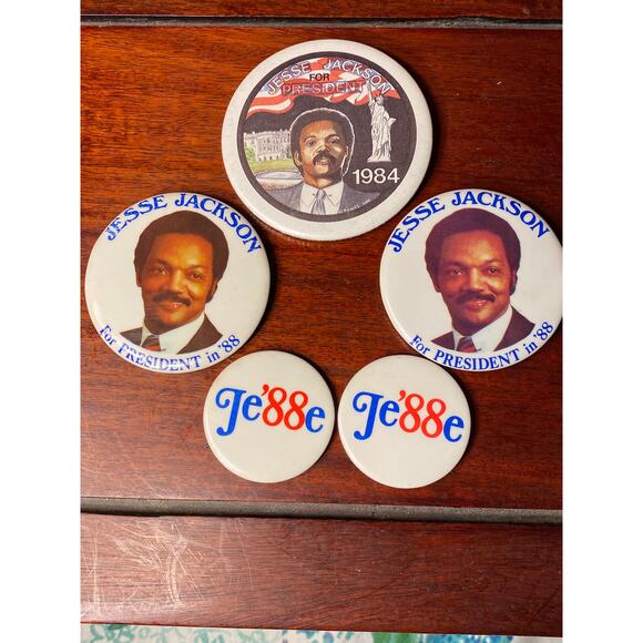 Lot of 5 Jesse Jackson for President 1988 Campaign Buttons Pins Badges 3 types - Picture 12 of 14